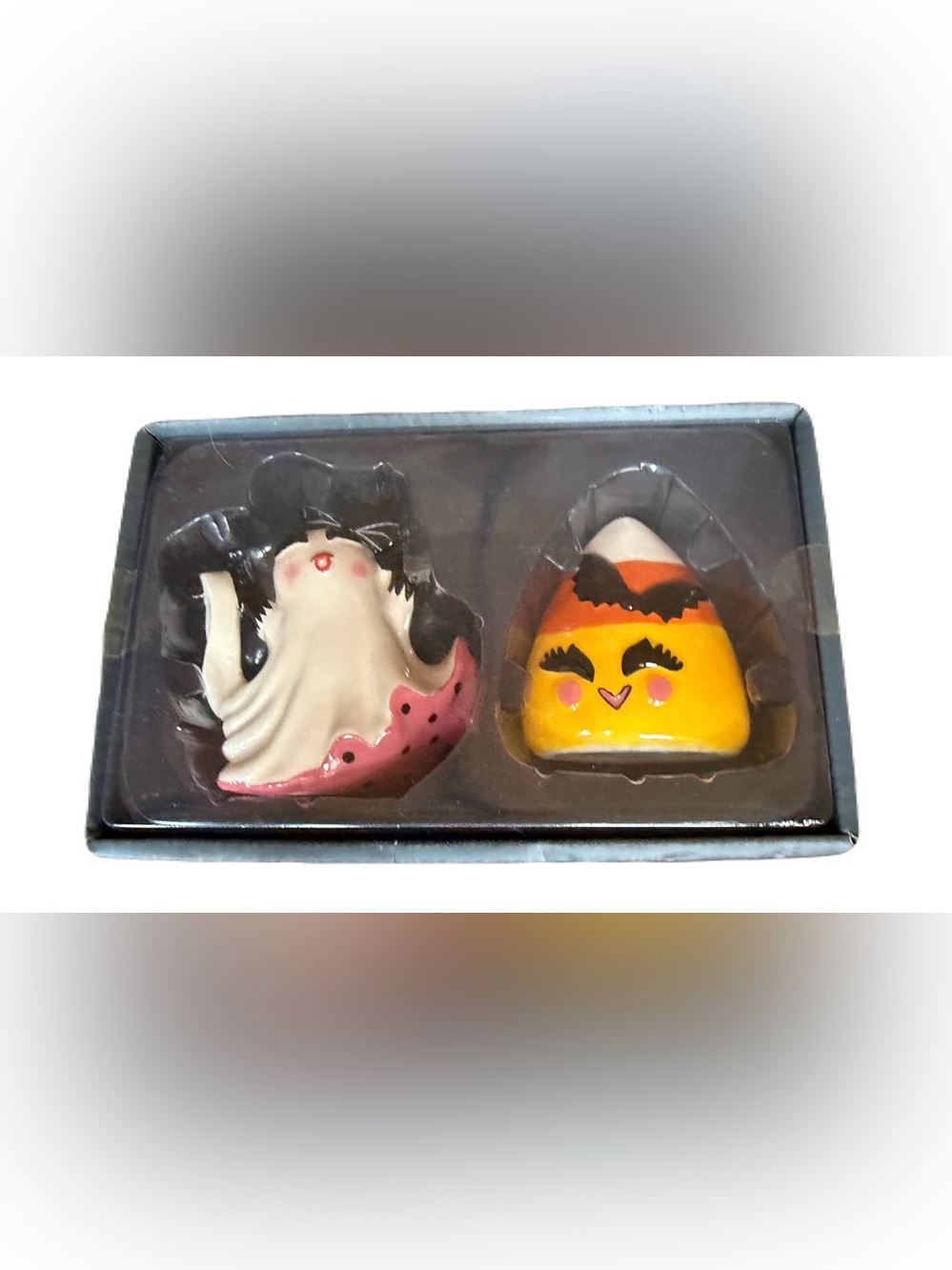BLUE SKY CLAYWORKS NWT 2pc ghost & candy corn Halloween salt pepper shakers